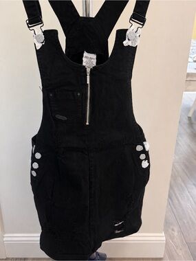 Black Zip-Front Overall Dress by Nina Rossi